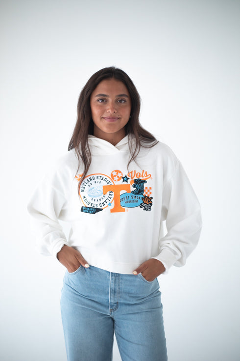 Tennessee Layer Patch Luxe Crop Hoodie