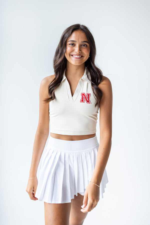 Nebraska Logo Patch Polo Crop Tank