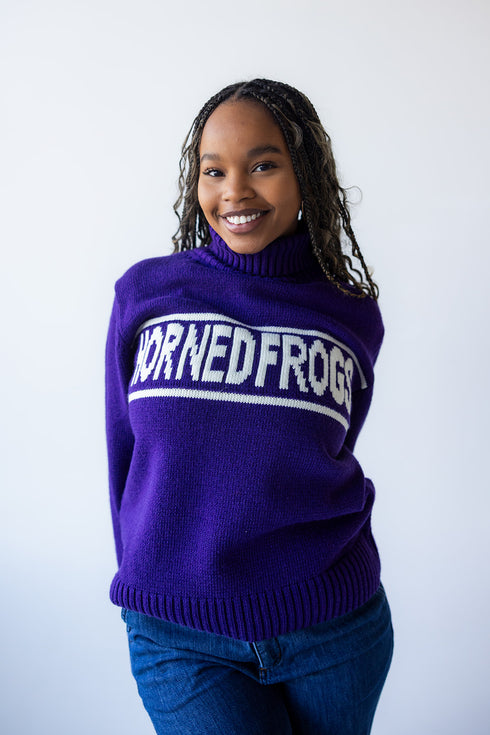 TCU Railway Sweater Rolled Turtleneck