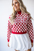 Arkansas Checkerboard Cropped Crew Sweater