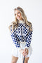 Sanford International Checkerboard Cropped Crewneck Sweater