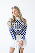 Sanford International Checkerboard Cropped Crewneck Sweater