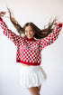Alabama Checkerboard Cropped Crew Sweater