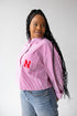 Nebraska Logo Patch Striped Cropped Button Up