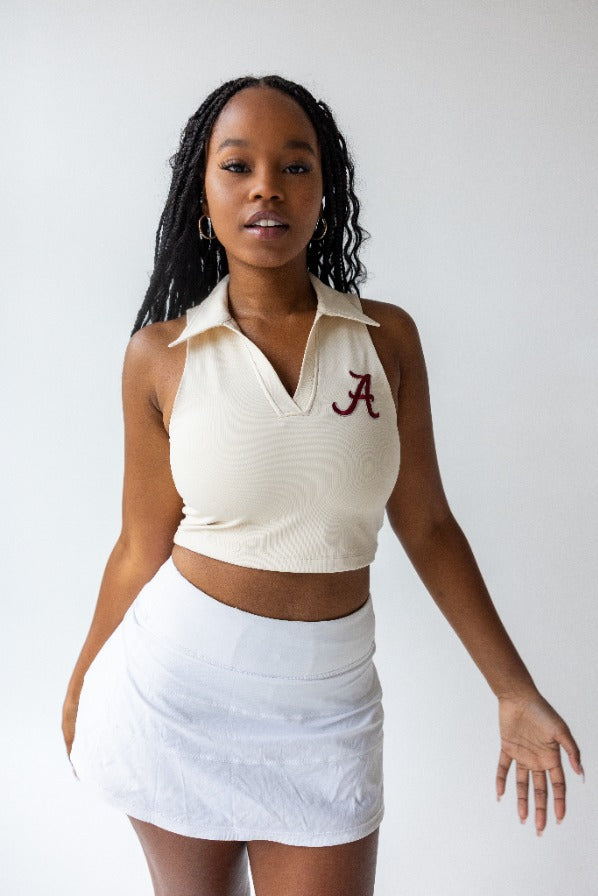 Alabama Logo Patch Polo Crop Tank