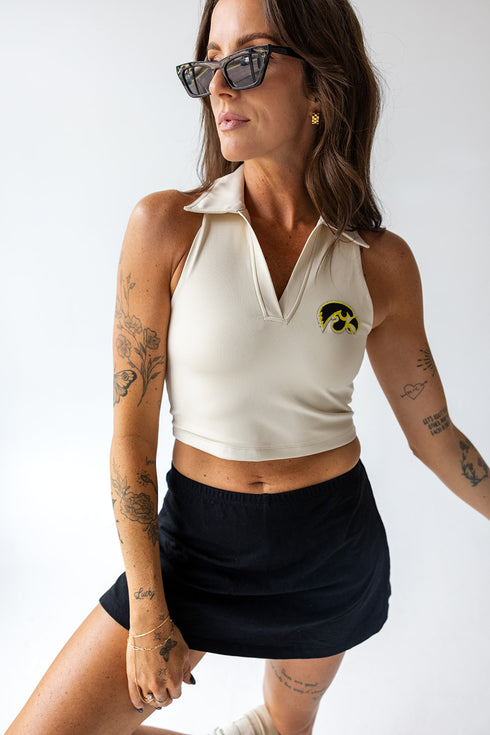 Iowa Logo Patch Polo Crop Tank