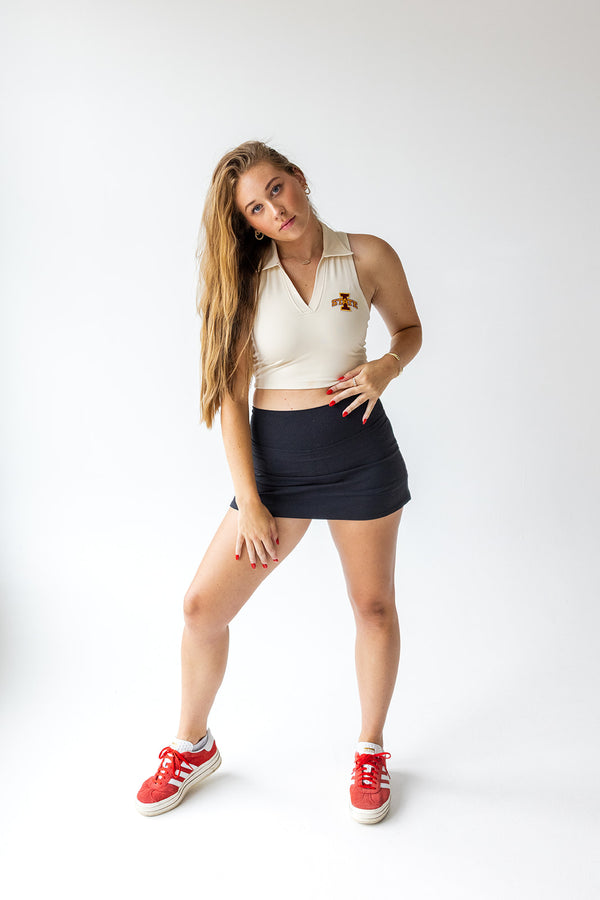 Iowa State Logo Patch Polo Crop Tank