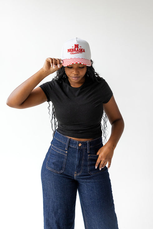 Nebraska Albon Checkered 5 Panel Canvas Baseball Hat