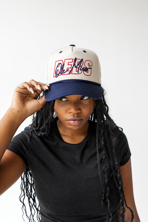 Ole Miss Gerald Script 5 Panel Canvas Baseball Hat