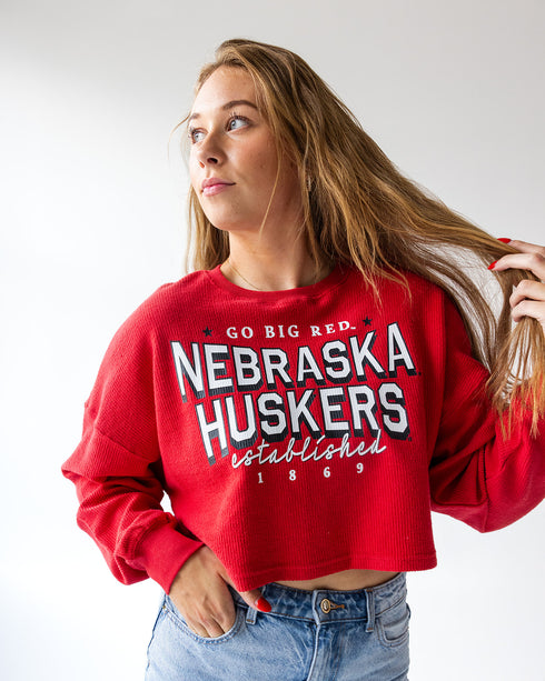 Nebraska Dunn Dream Cropped Corded Crew