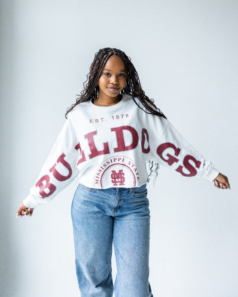 Mississippi State Phipps Split Sleeve Cropped Longsleeve
