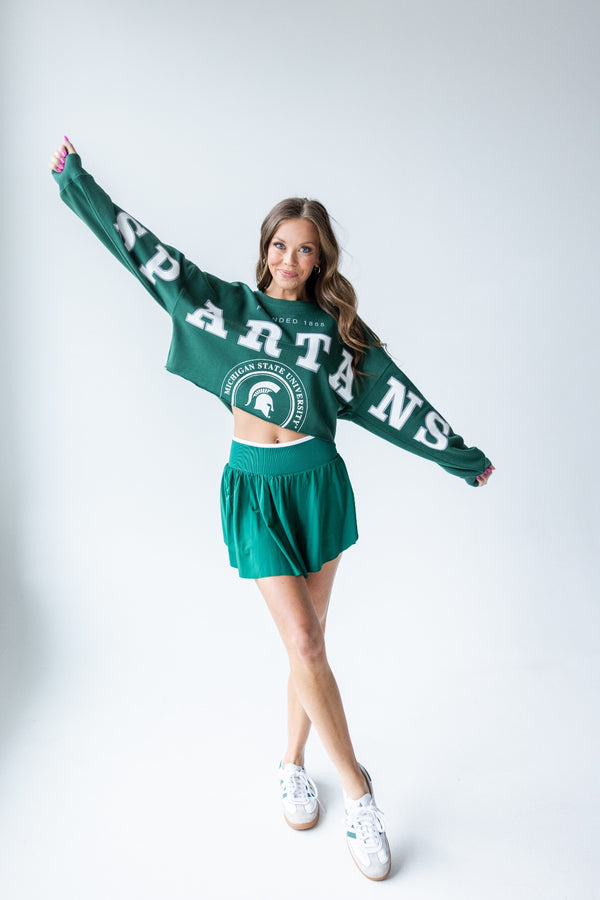Michigan State Phipps Split Sleeve Cropped Longsleeve
