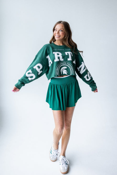 Michigan State Phipps Split Sleeve Cropped Longsleeve