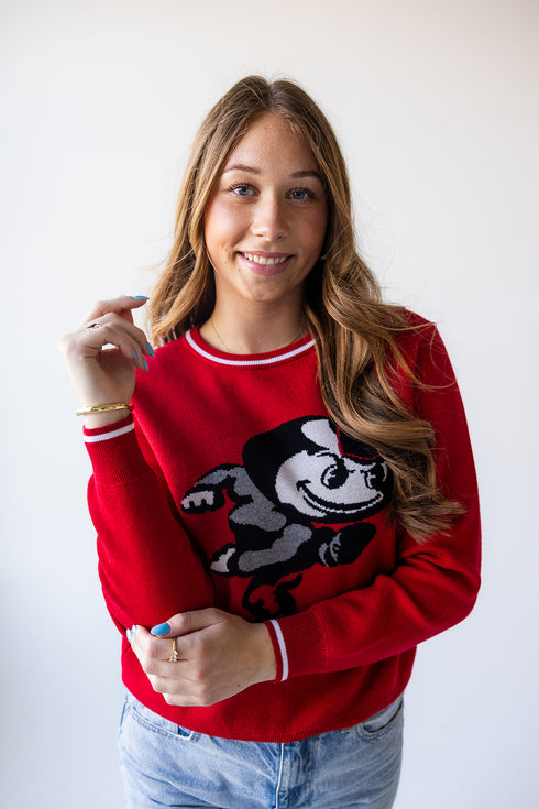 Ohio State Wicks Woven Striped Detail Sweater