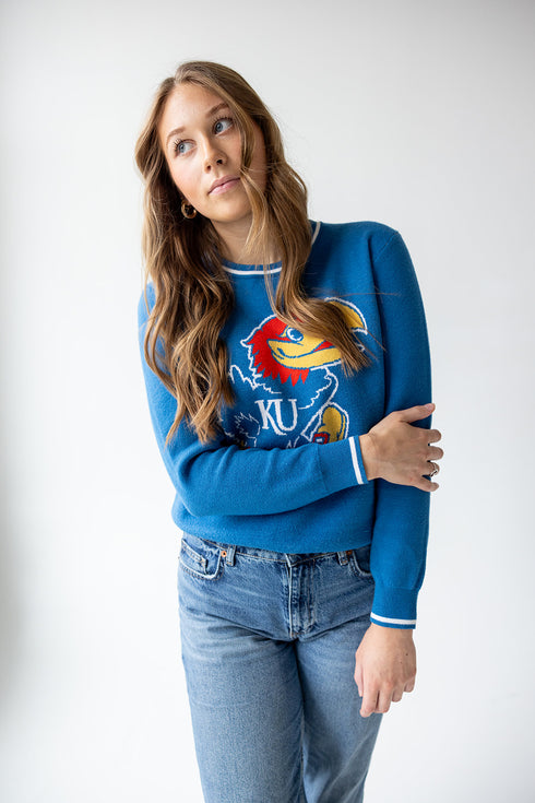 Kansas Wicks Woven Striped Detail Sweater