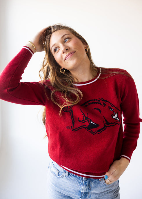 Arkansas Wicks Woven Striped Detail Sweater