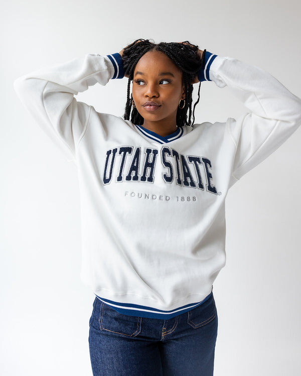 Utah State Allen Chenille Varsity V-neck Pullover