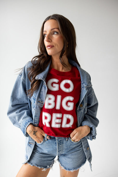 Nebraska Perkins Puff Print Cropped Cuffed Tee