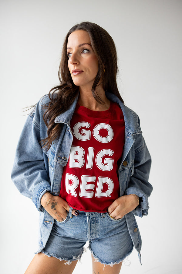 Nebraska Perkins Puff Print Cropped Cuffed Tee