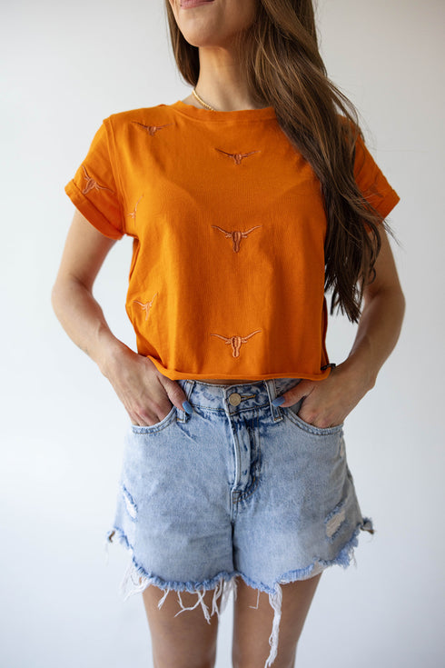 Texas Ritter Repeat Cropped Cuffed Tee