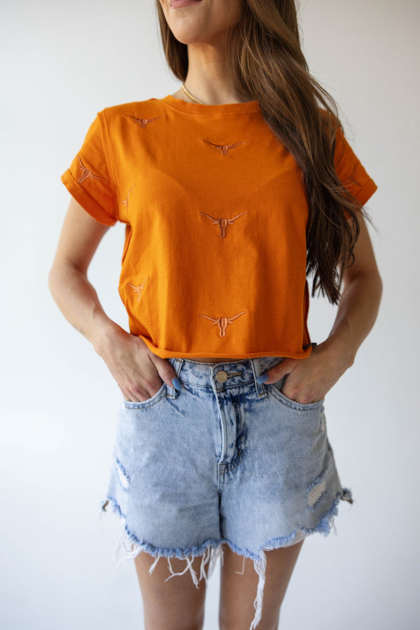 Texas Ritter Repeat Cropped Cuffed Tee