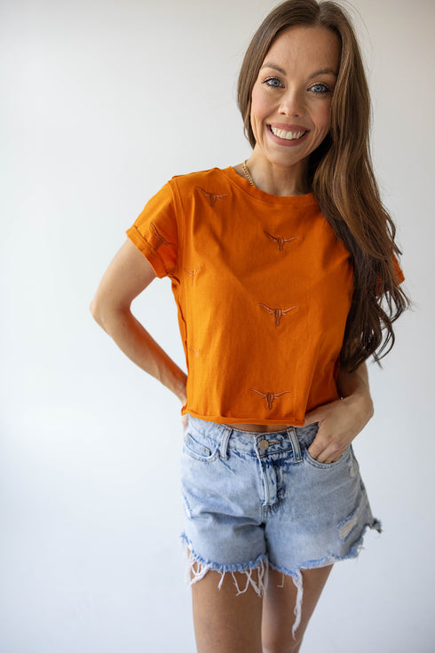 Texas Ritter Repeat Cropped Cuff Tee