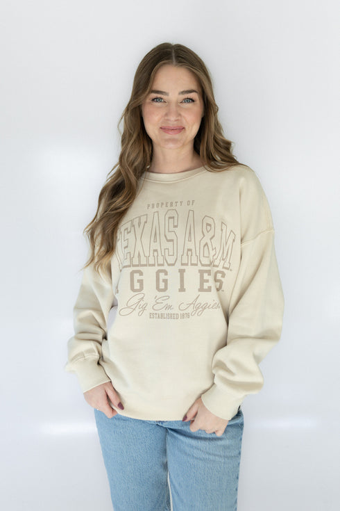 Texas A&M Sanders Shadow Lantern Sleeve Crew