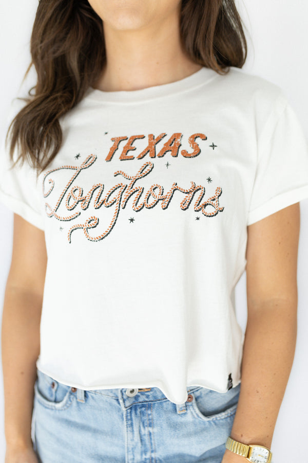 Texas Lasso Luxe Cropped Cuffed Tee