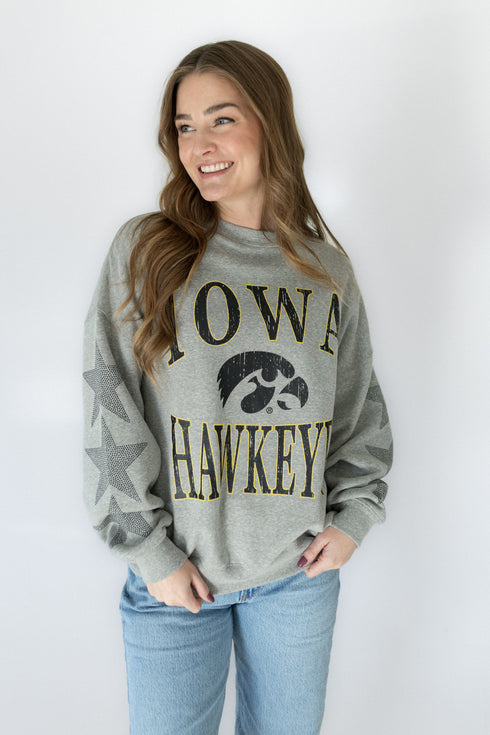 Iowa Wynn Star Sleeve OS Fleece Crew