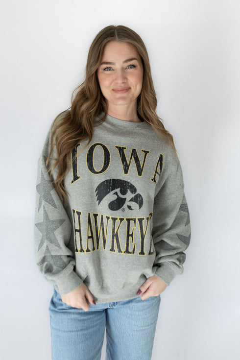 Iowa Wynn Star Sleeve OS Fleece Crew