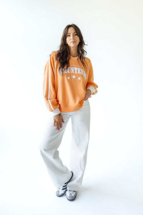Tennessee Sunday Slate Striped Collar Fleece Crew