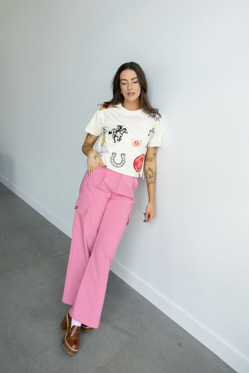 Kentucky Derby All Over the Place Heavyweight Crop Tee