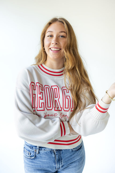 Georgia Queen Oversized Striped Crew Sweater