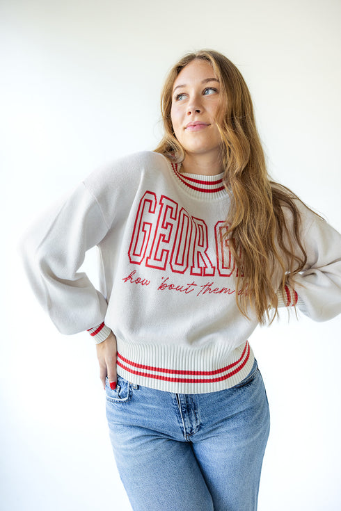 Georgia Queen Oversized Striped Crew Sweater