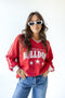Georgia Sunday Slate Striped Collar Fleece Crew