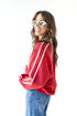 Georgia Sunday Slate Striped Collar Fleece Crew