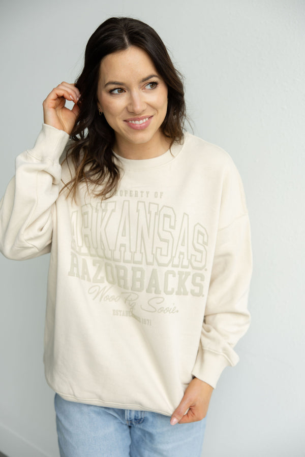 Arkansas Sanders Shadow Lantern Sleeve Crew