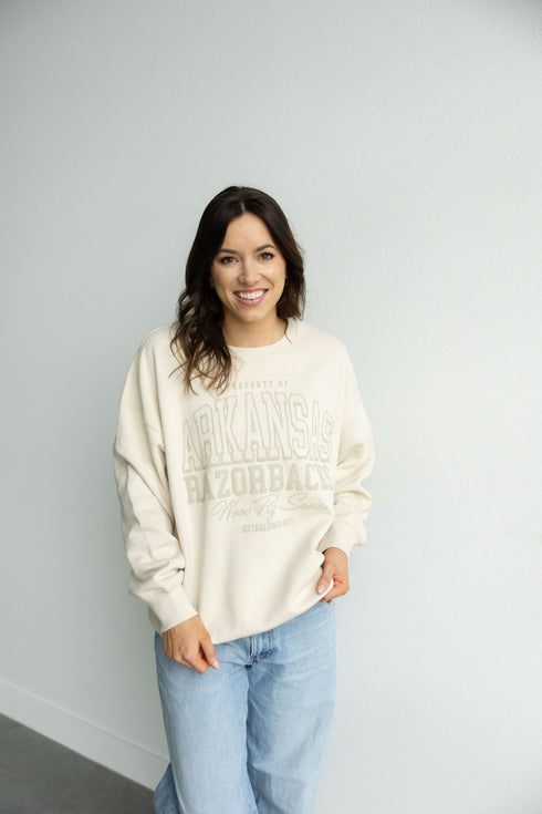 Arkansas Sanders Shadow Lantern Sleeve Crew