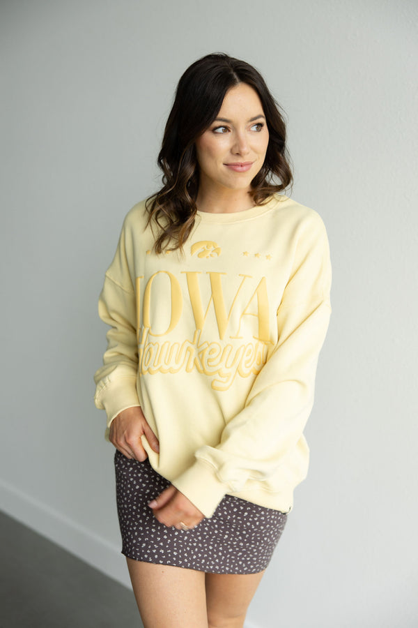 Iowa Perry Puff Lantern Sleeve Crew