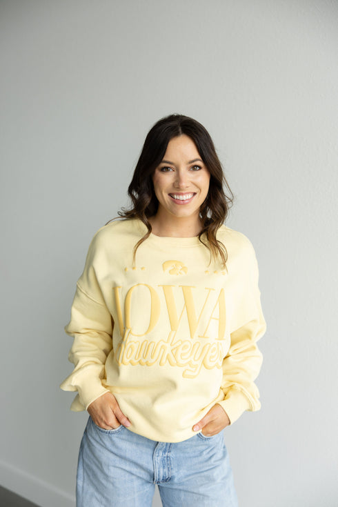 Iowa Perry Puff Lantern Sleeve Crew