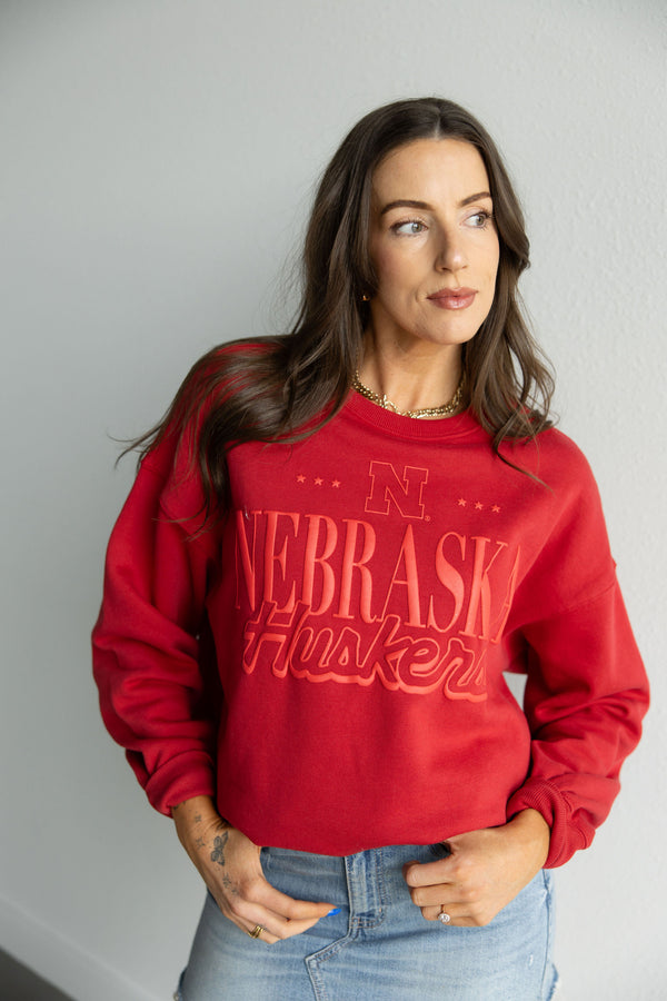 Nebraska Perry Puff Lantern Sleeve Crew