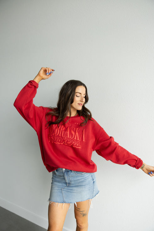 Nebraska Perry Puff Lantern Sleeve Crew