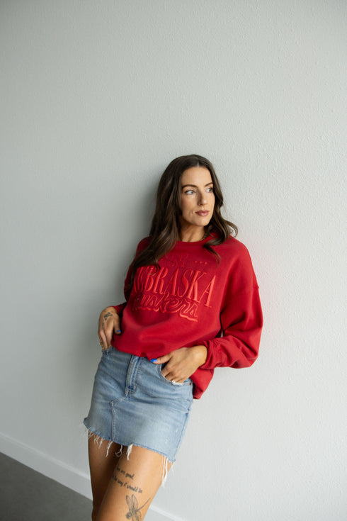 Nebraska Perry Puff Lantern Sleeve Crew