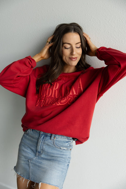 Nebraska Perry Puff Lantern Sleeve Crew