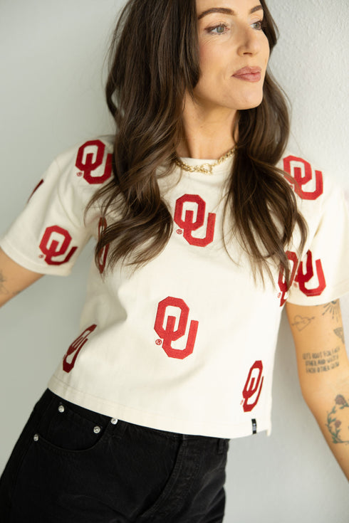 Oklahoma Ritter Multi Color Heavyweight Crop Tee