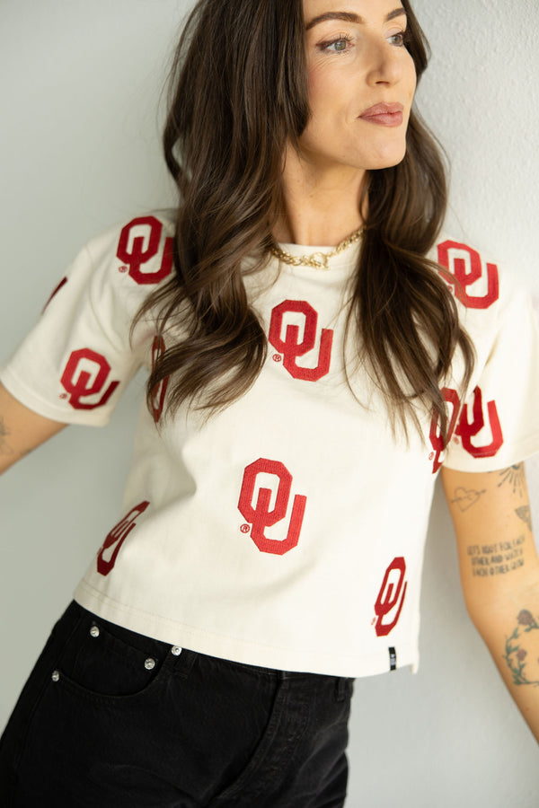 Oklahoma Ritter Multi Color Heavyweight Crop Tee
