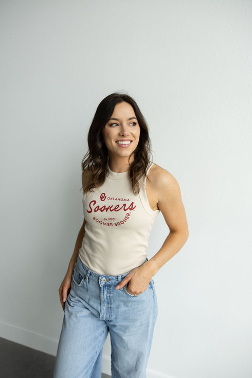 Oklahoma Kelly Curve Full Length Ribbed Basic Tank