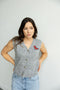 Ole Miss Logo Patch Button Up Sweater Vest