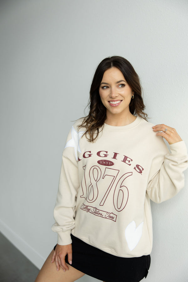 Texas A&M Signature Mixed Applique Crew