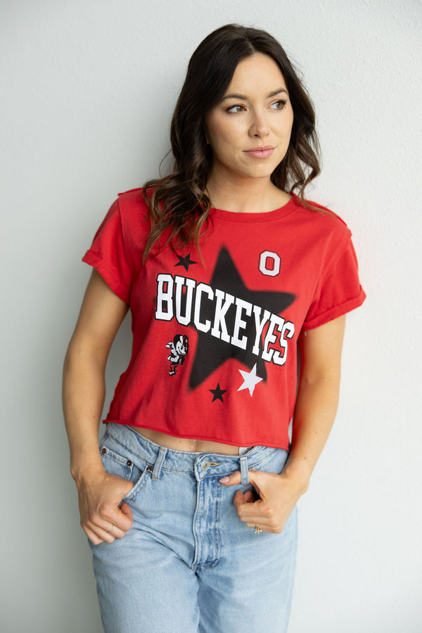 Ohio State Aura Screenprinted Cropped Cuffed Tee